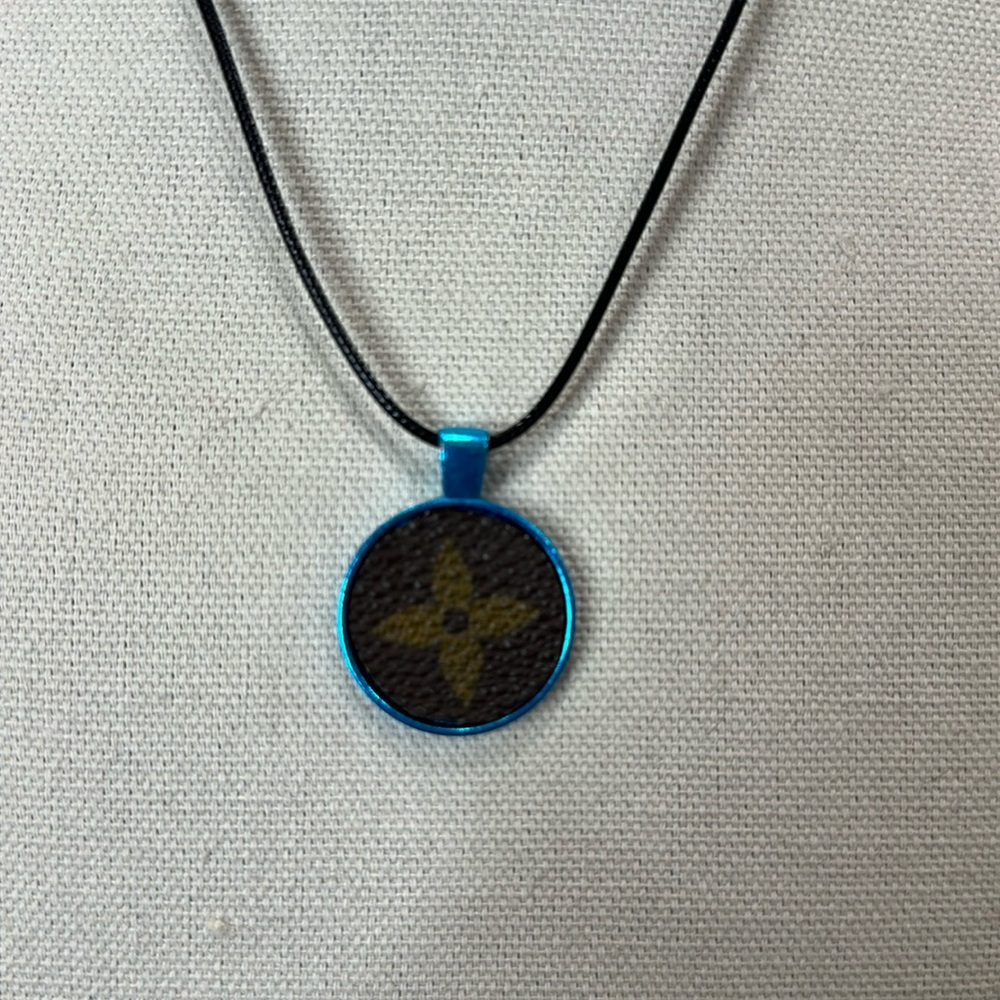 Necklace with upcycled Louis Vuitton monogram charm